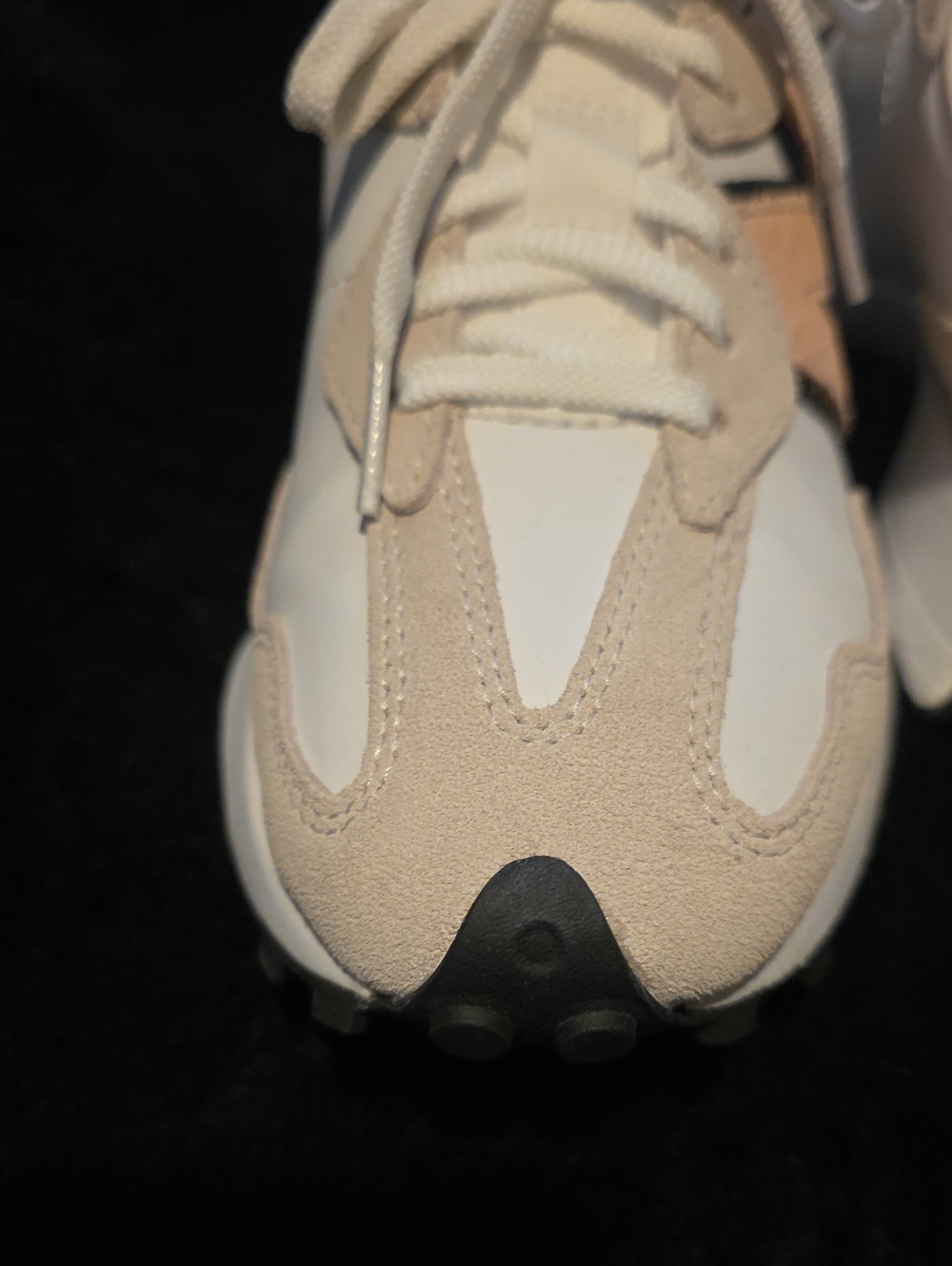 New Balance 327's Women's White, Tan & Pink Retro Runner Sneakers - Picture 7 of 8